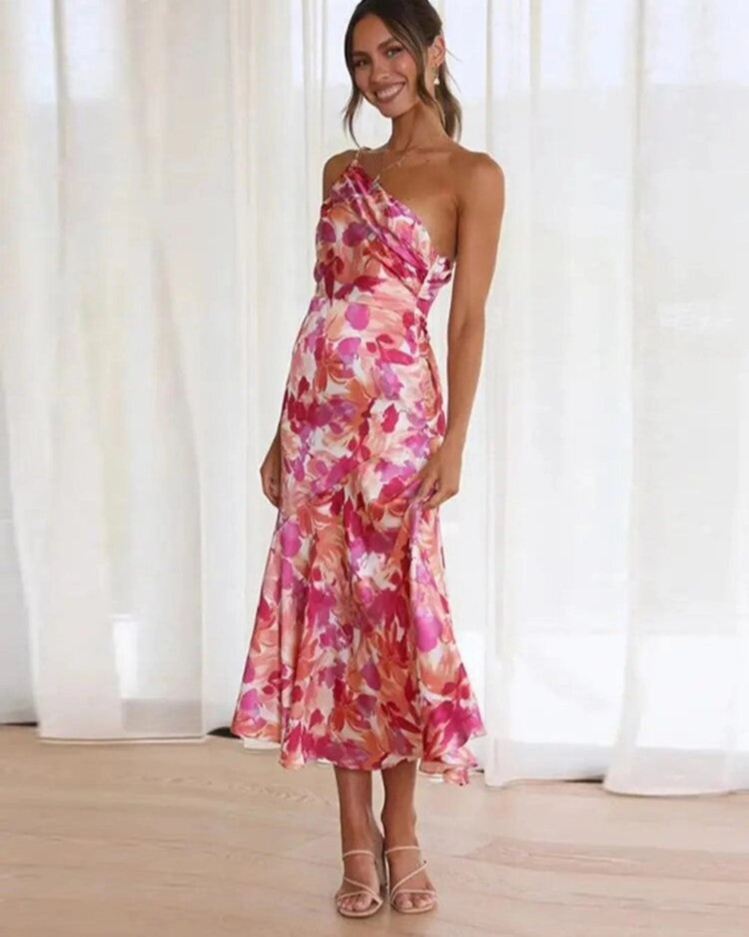 Viktoria™ | Rochie maxi asimetrică cu model floral