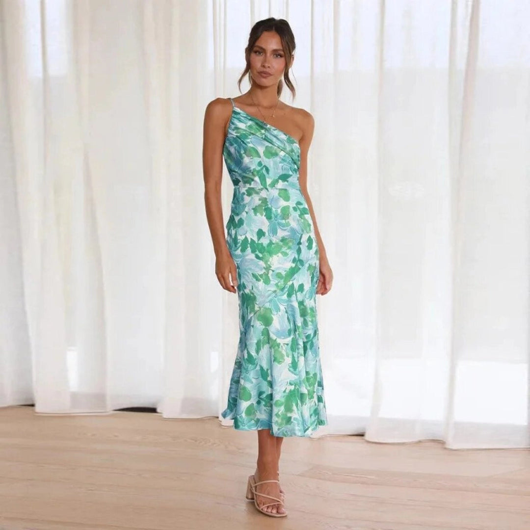 Viktoria™ | Rochie maxi asimetrică cu model floral