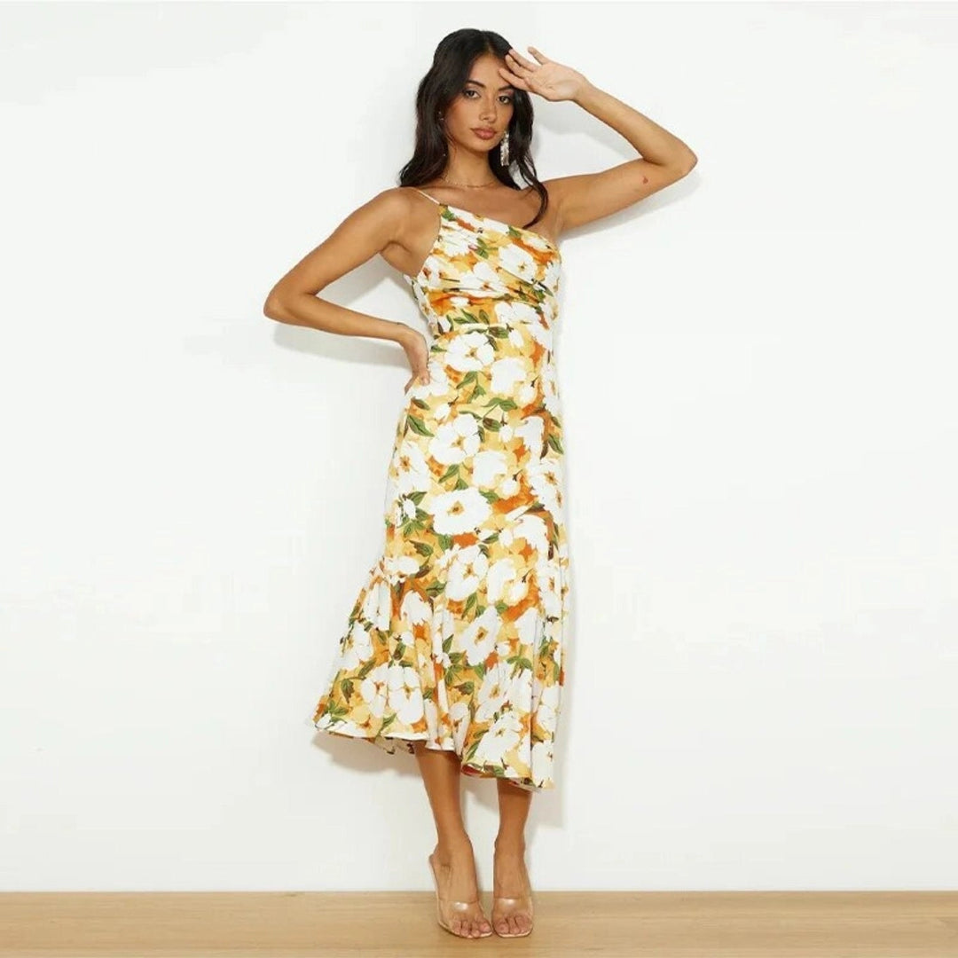 Viktoria™ | Rochie maxi asimetrică cu model floral