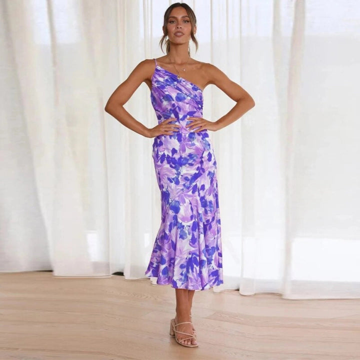 Viktoria™ | Rochie maxi asimetrică cu model floral