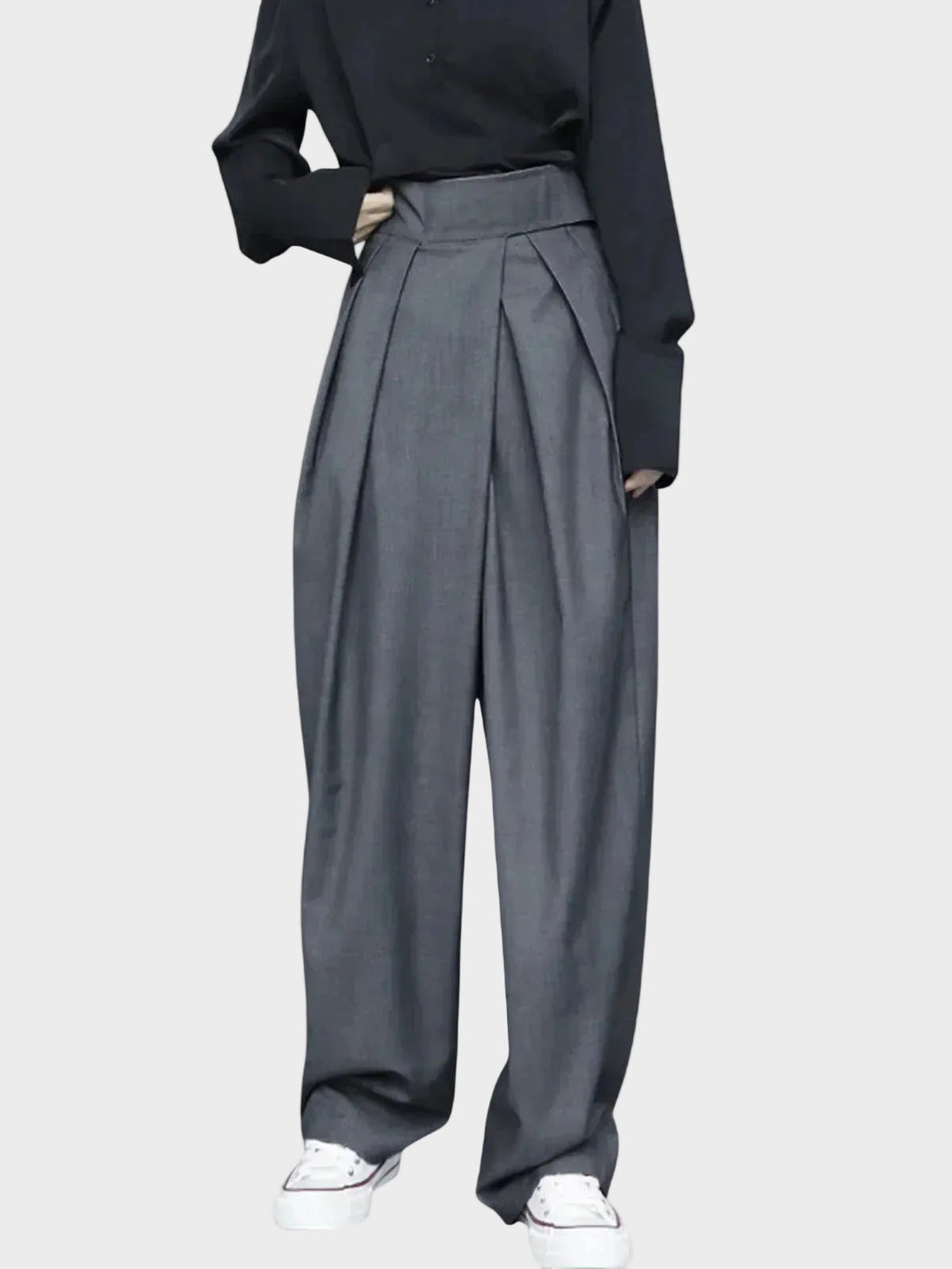 Pantaloni cu Velcro și Picior Larg