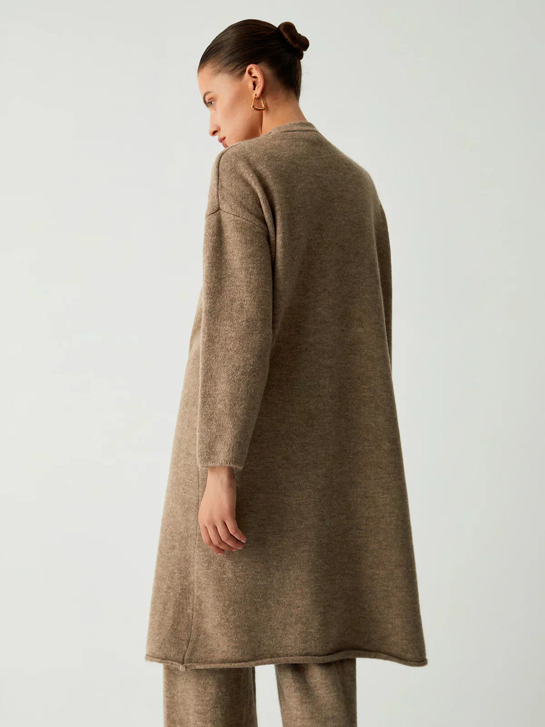 Cardigan lung din trei piese cu pantaloni casual