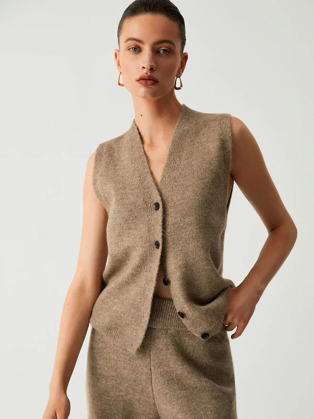 Cardigan lung din trei piese cu pantaloni casual