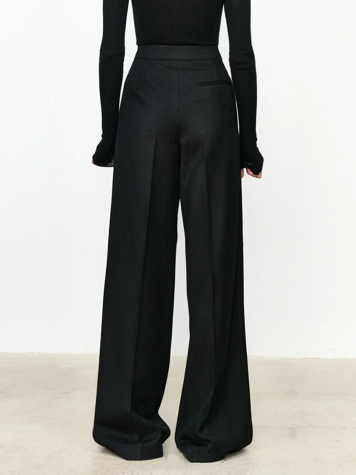 Pantaloni de birou asimetrici cu talie și picior drept