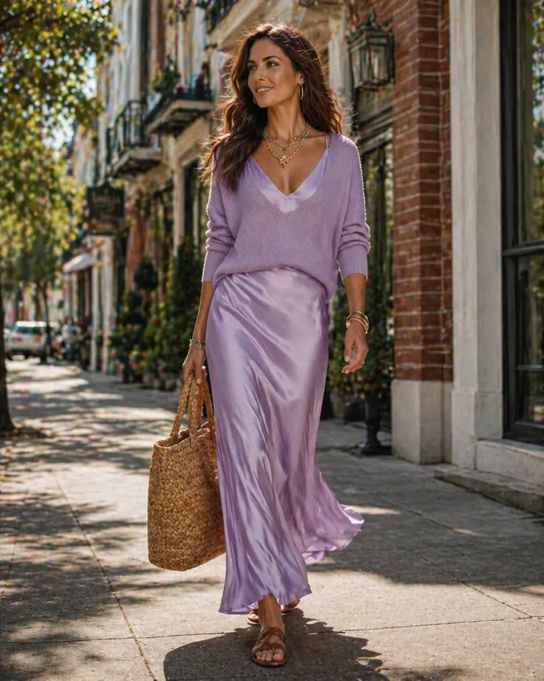Elena | Rochie Midi din Satin cu Pulover Inclus