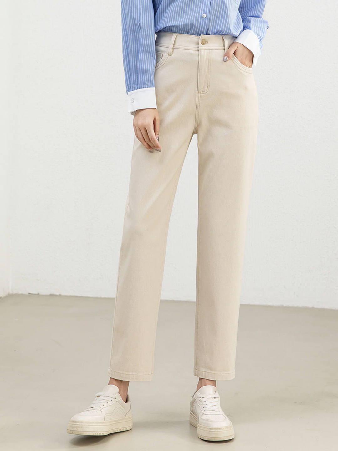 Pantaloni Casual Cu Talie Înaltă