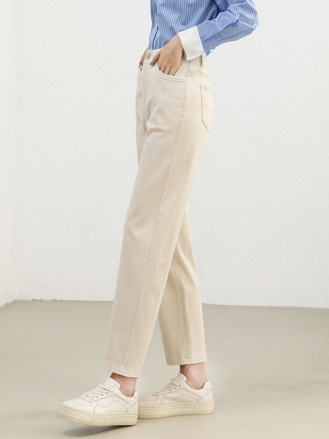 Pantaloni Casual Cu Talie Înaltă