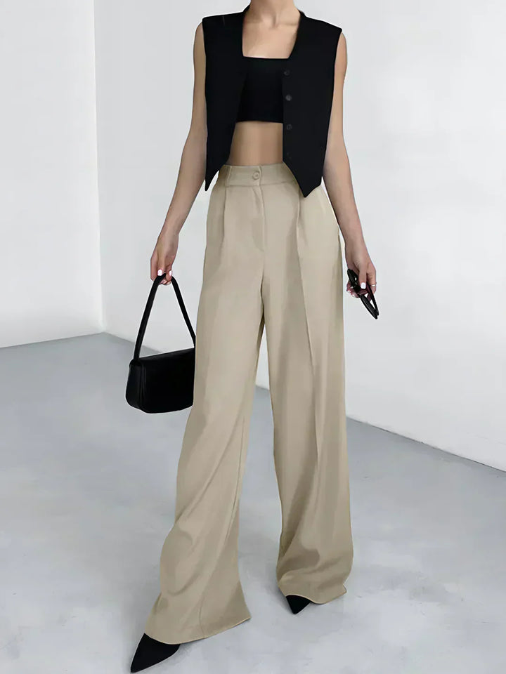 Pantaloni Largi Casual cu Buzunare