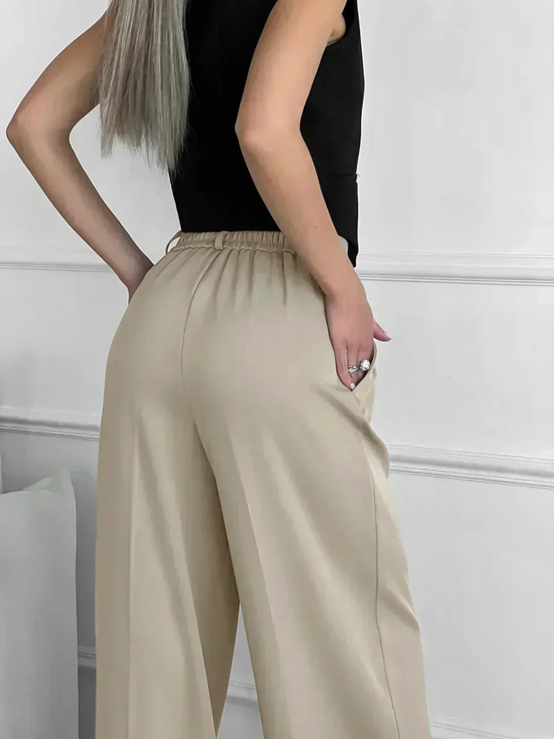 Pantaloni Largi Casual cu Buzunare