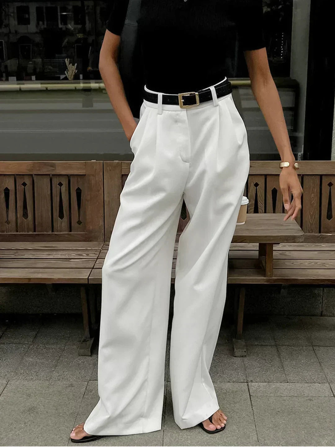 Pantaloni Casual cu Talie Înaltă