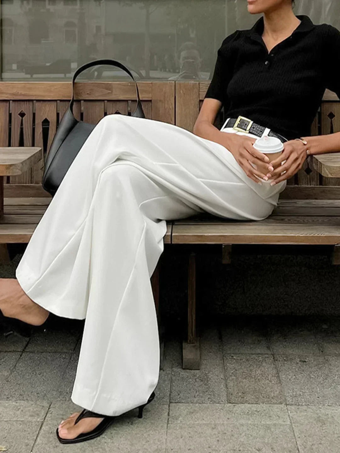 Pantaloni Casual cu Talie Înaltă