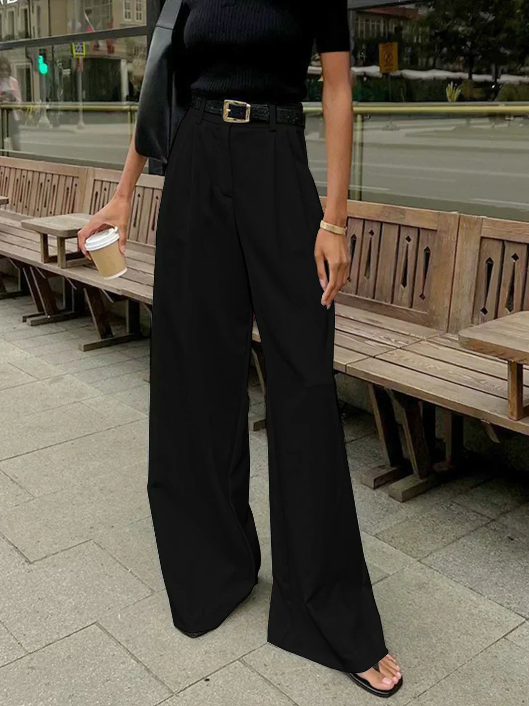 Pantaloni Casual cu Talie Înaltă