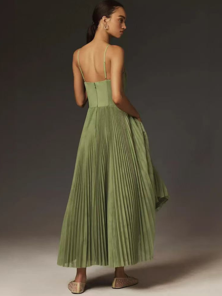 Jasira – Rochie de Damă Plisată Midi Elegantă Romantică
