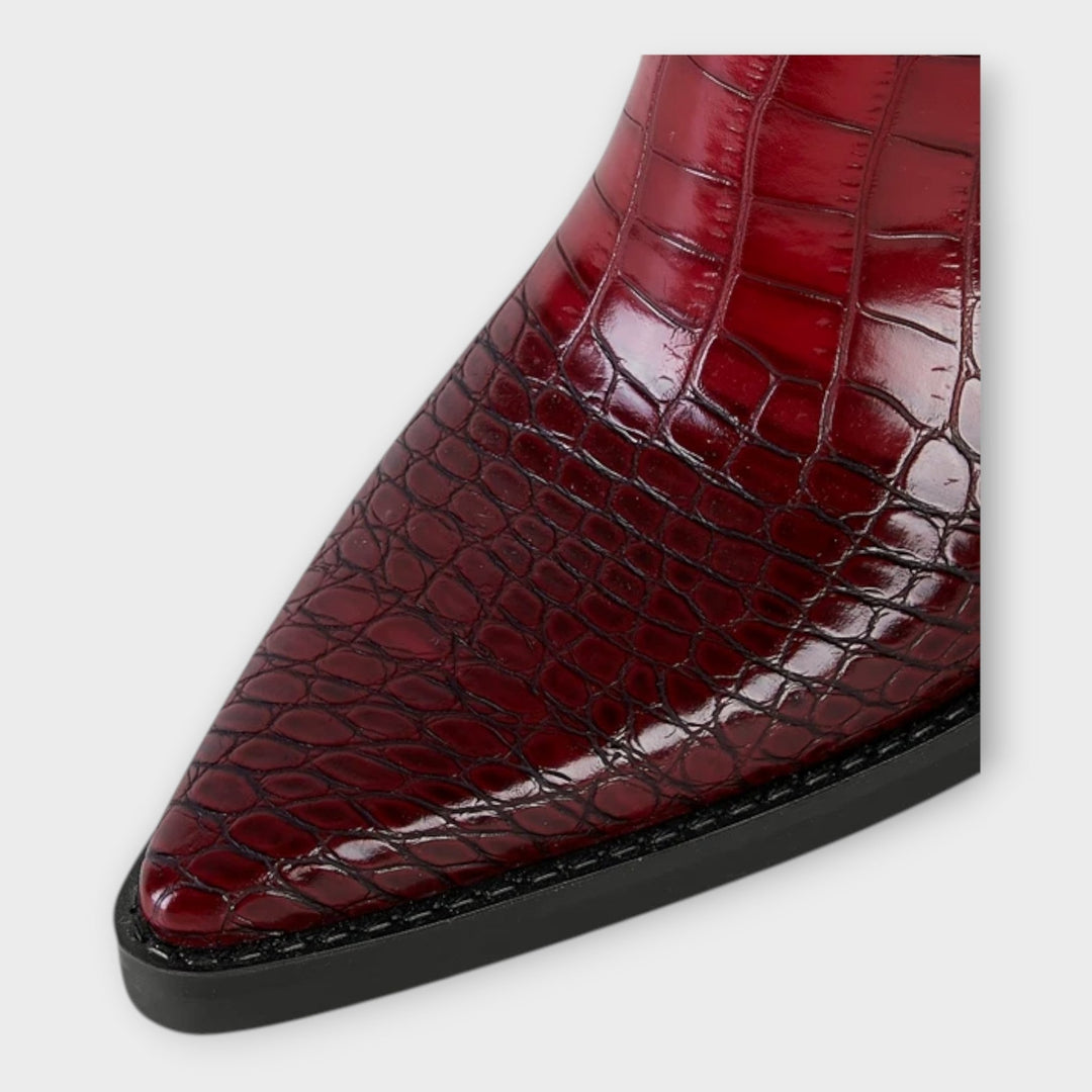 Miryana - Botine cu Model Croco și Toc Elegant