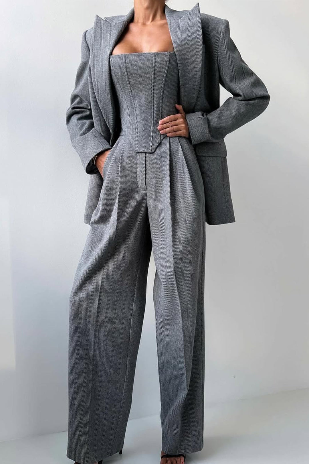 Dolce™ - Set de trei piese cu blazer cu dublă închidere