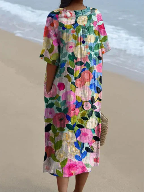 Adelmira - Rochie de vară colorată cu model floral