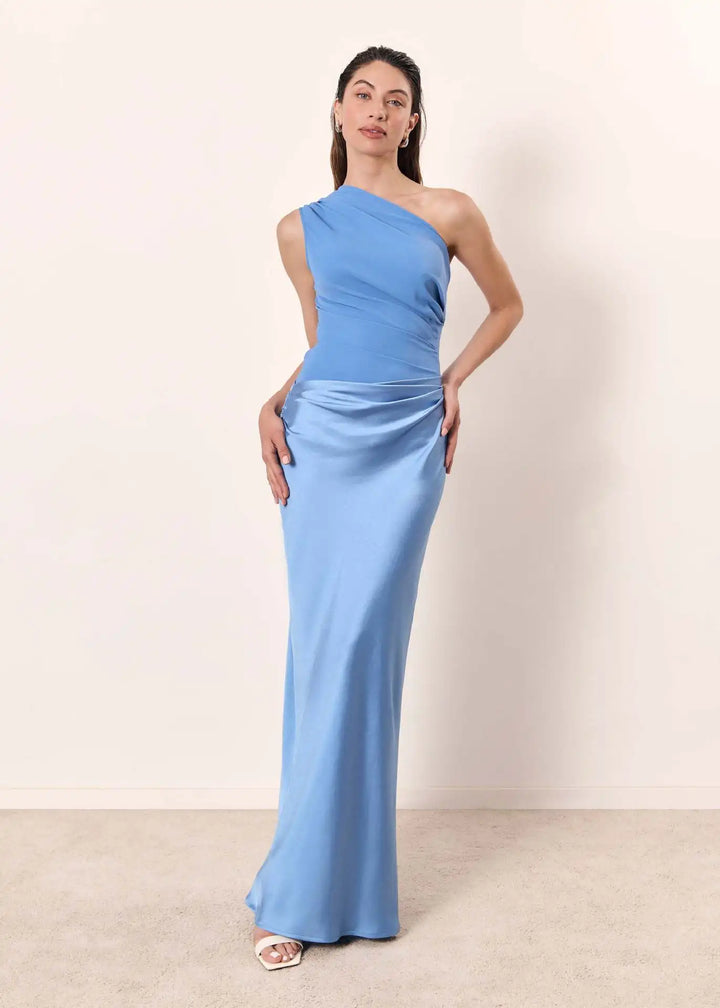 Sophia | Rochie Maxi din Satin cu Un Umăr