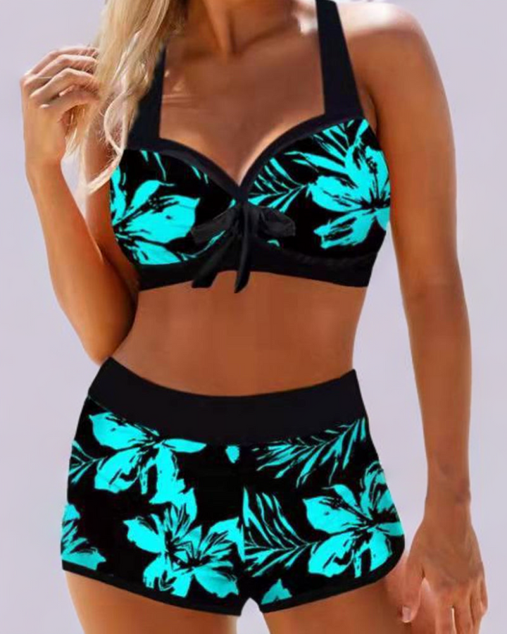 Sherrie – Costume de baie cu talie înaltă, cu imprimeu floral