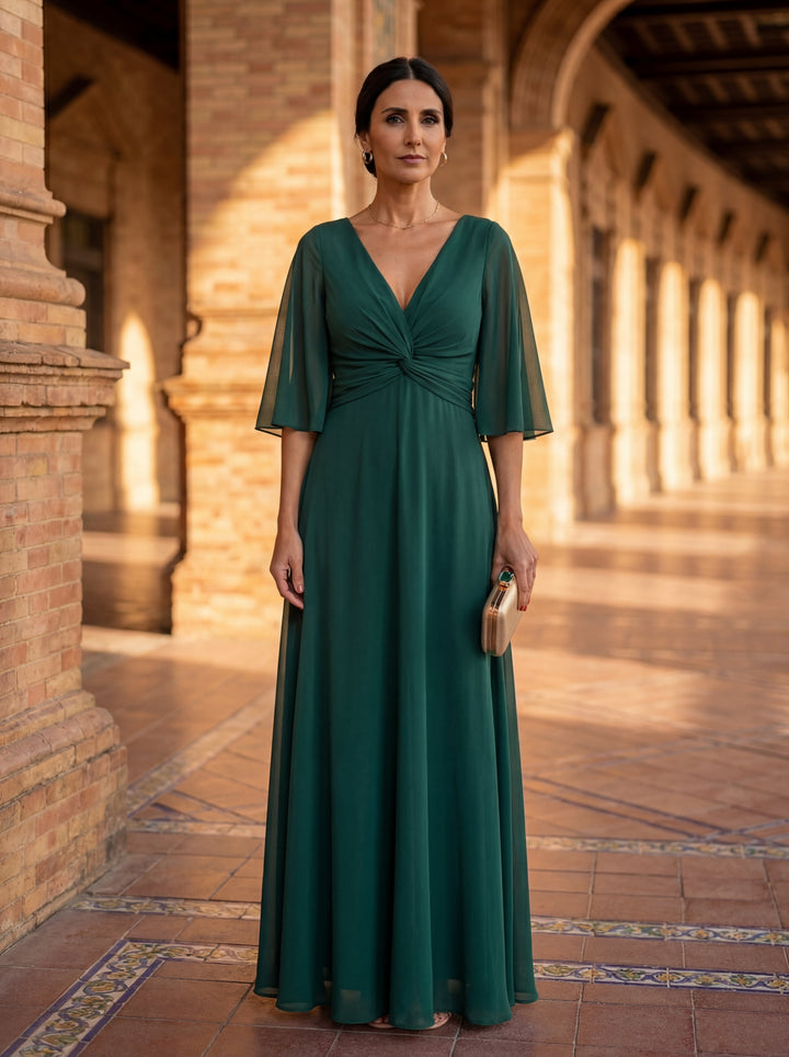 Lucia – Rochie din Șifon cu Decolteu în V