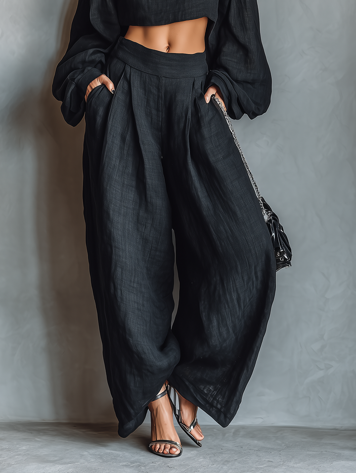 Tess™ - Set off-shoulder cu pantaloni largi