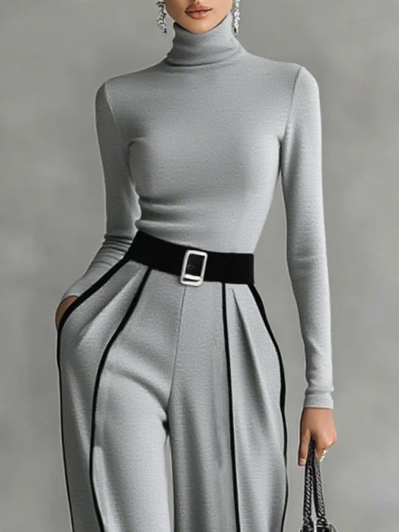 Vera™ - Set elegant cu detalii contrastante