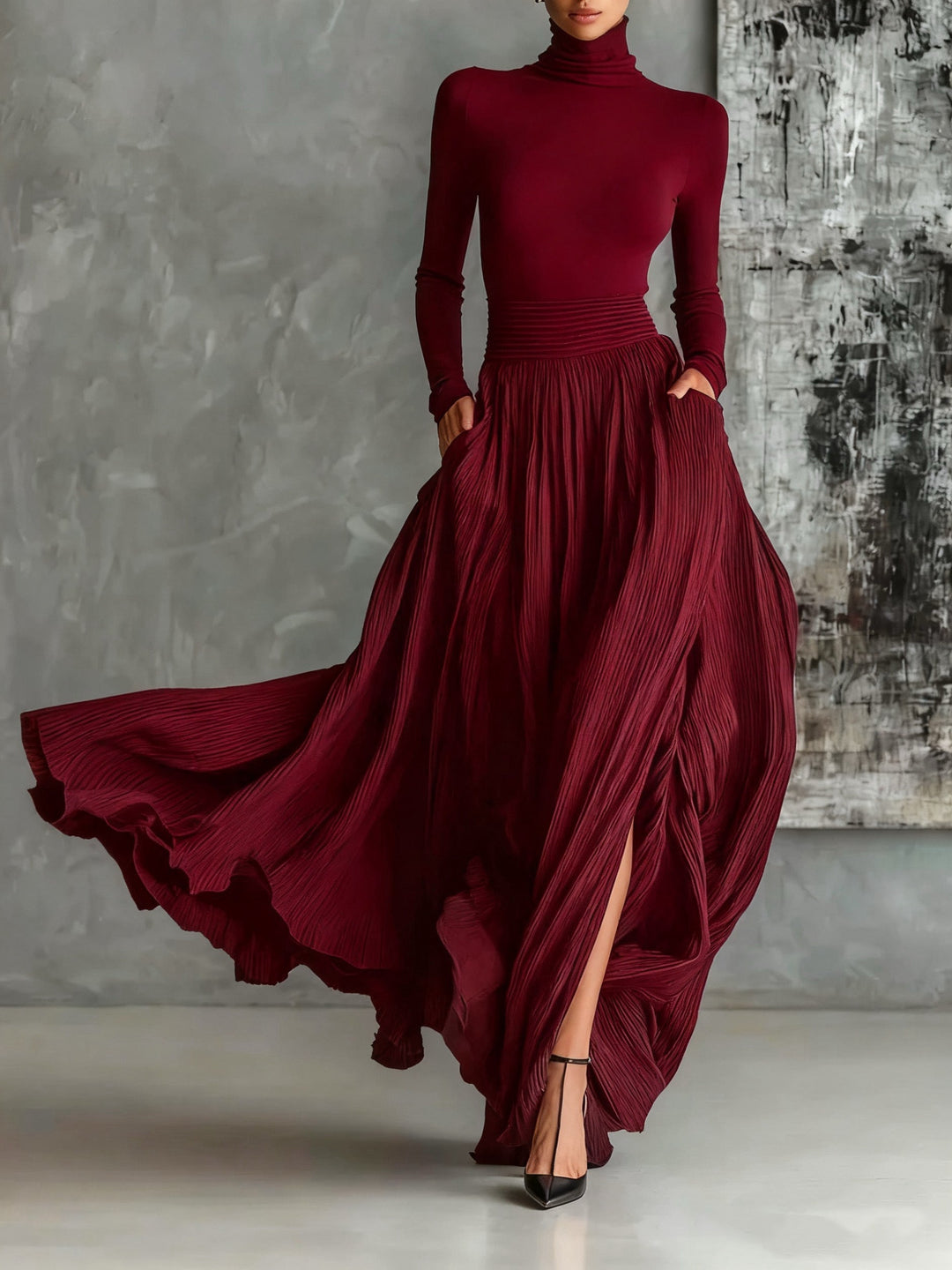 Eva™ - Set elegant cu fustă plisată