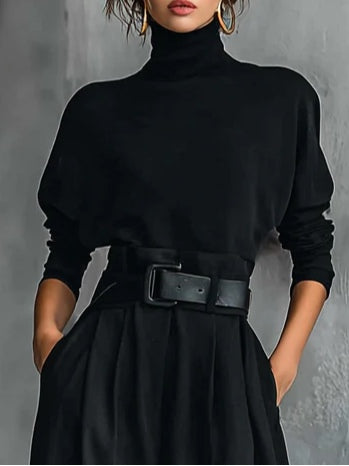 Lisa™ - Set negru din 2 piese cu curea