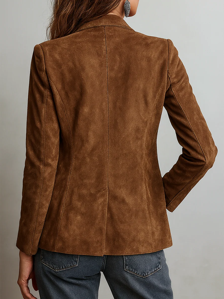 Viola – Jachetă vintage din suede cu cusături contrastante