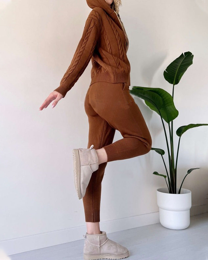 Ania - Set casual din două piese cu jacquard răsucit
