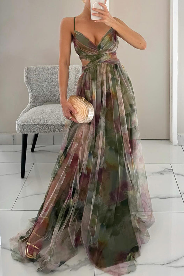 Liora – Rochie de Damă Maxi Elegantă cu Imprimeu Acquerel