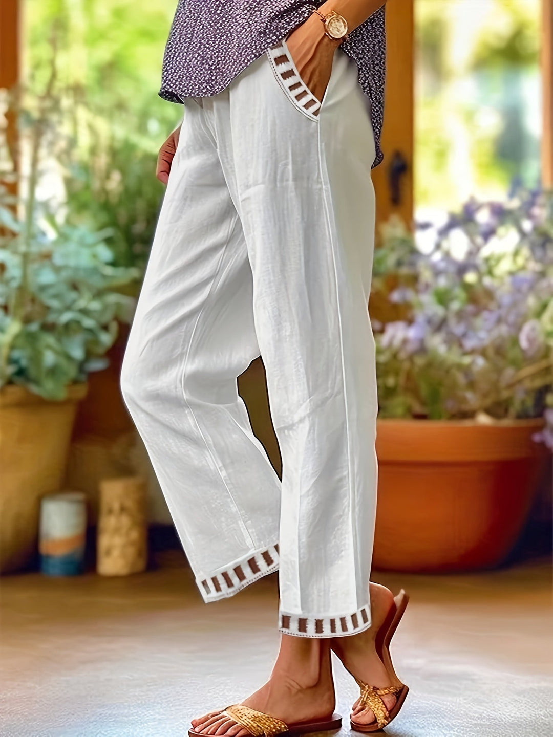 Wren – Pantaloni Croiți Relaxați cu Detalii Contrastante