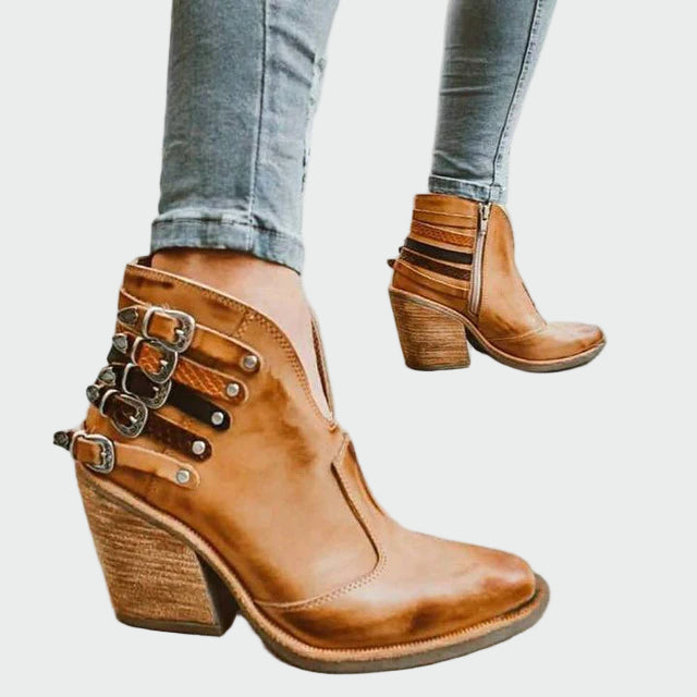 Marika - Botine retro din piele