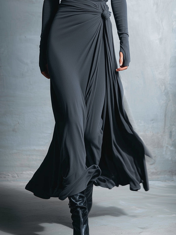 Ilinca | Rochie maxi cu nod lateral