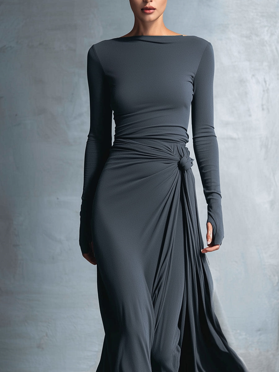 Ilinca | Rochie maxi cu nod lateral