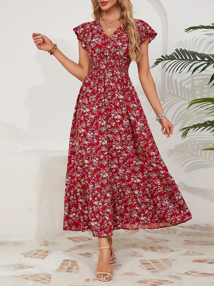 Mia | Rochie Florală cu Fante
