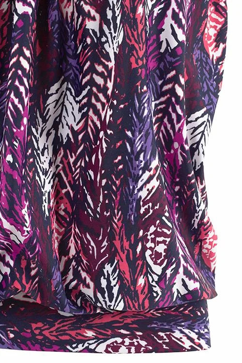 penacho | Set de tankini cu imprimeu de pene care acoperă abdomenul