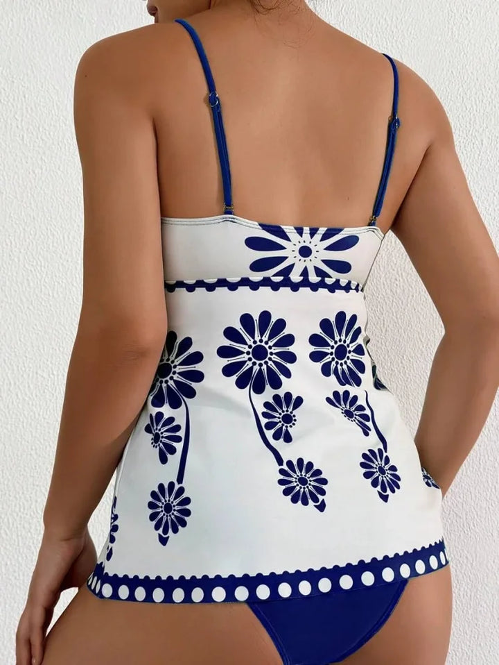 Margarita | Set tankini cu imprimeu de margarete care acoperă burtica
