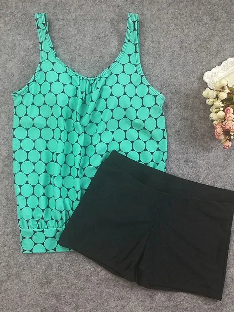 Punto | Set de tankini cu buline care acoperă burtica cu șorturi de baie
