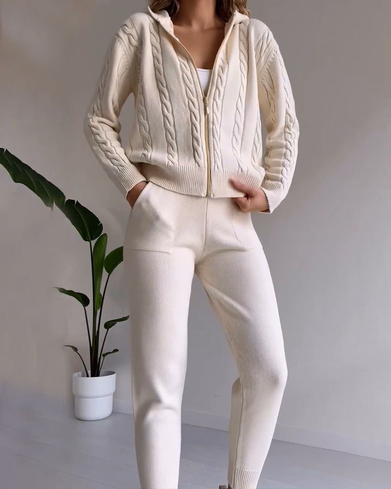 Ania - Set casual din două piese cu jacquard răsucit