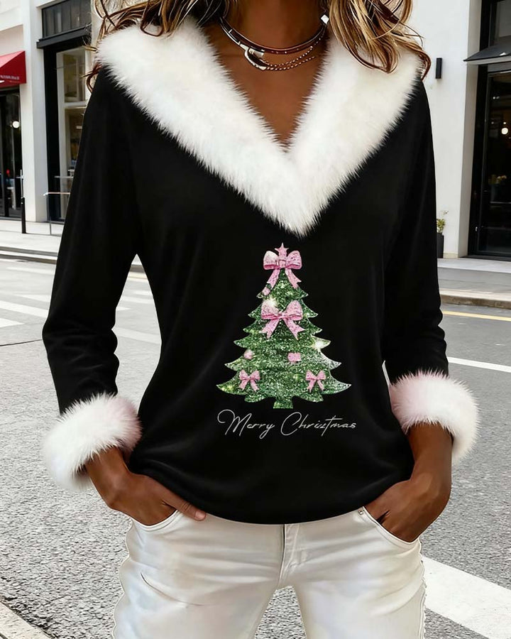 Anavelle - Top Casual Elegant cu Bordură din Blană