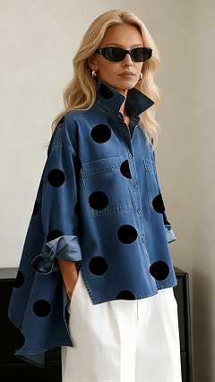 Selena | Cămașă Denim cu Buline