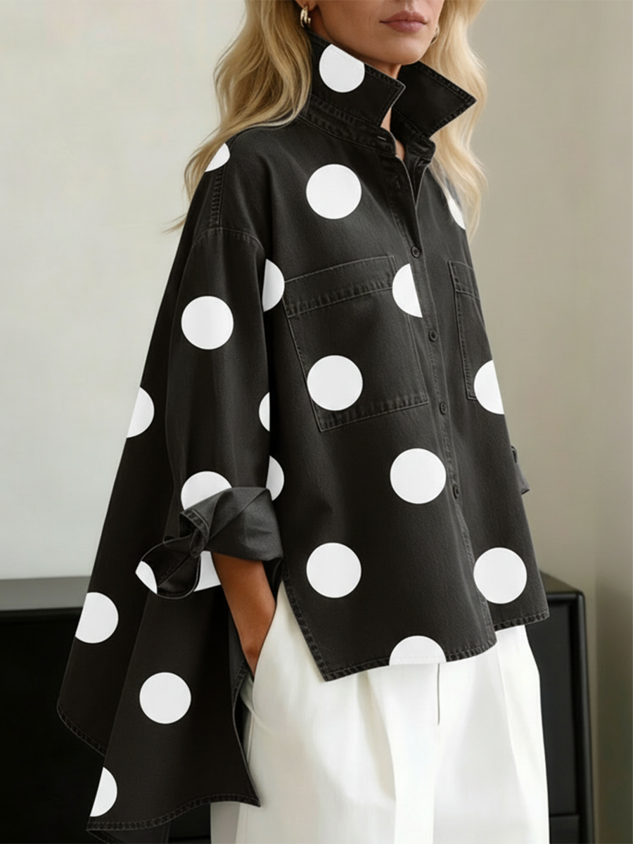 Selena | Cămașă Denim cu Buline