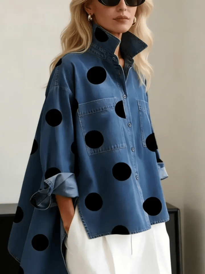 Selena | Cămașă Denim cu Buline