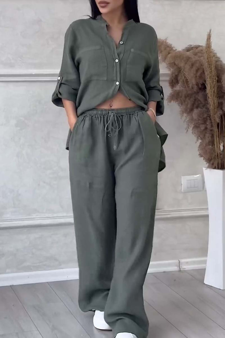 Fara | Set din Bumbac și In Luxe – Cămașă și Pantaloni
