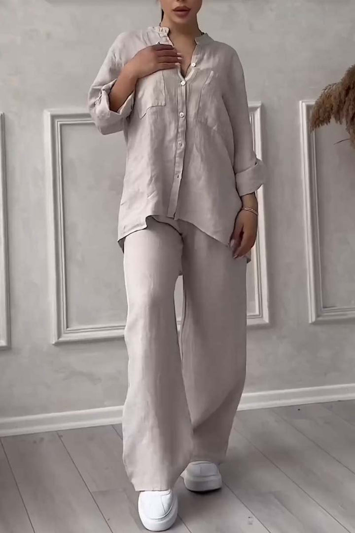 Fara | Set din Bumbac și In Luxe – Cămașă și Pantaloni