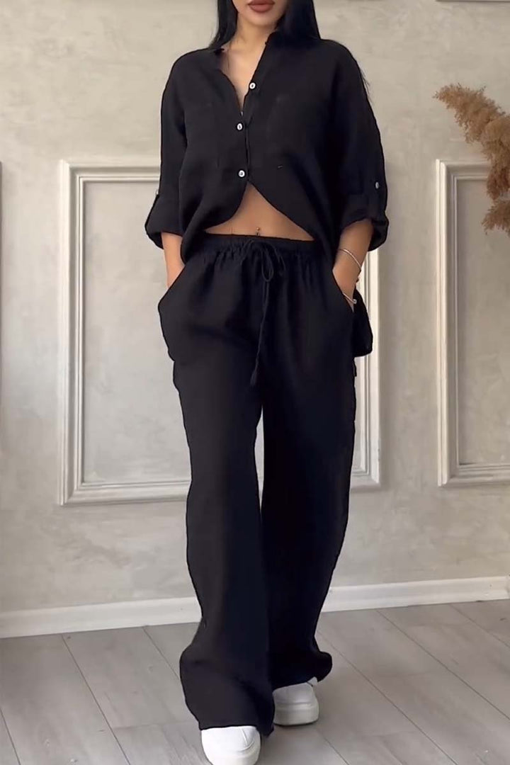 Fara | Set din Bumbac și In Luxe – Cămașă și Pantaloni