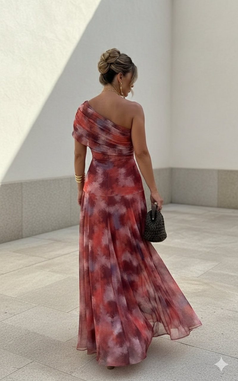 Uma – Rochie Lungă Fluidă cu Design Elegant