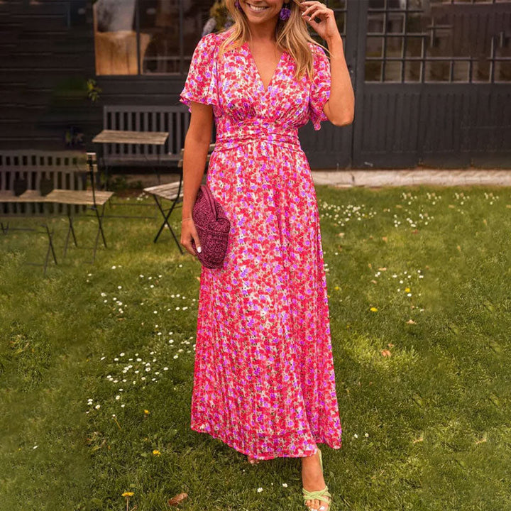 Seraphina™ | Rochie maxi cu flori și volane