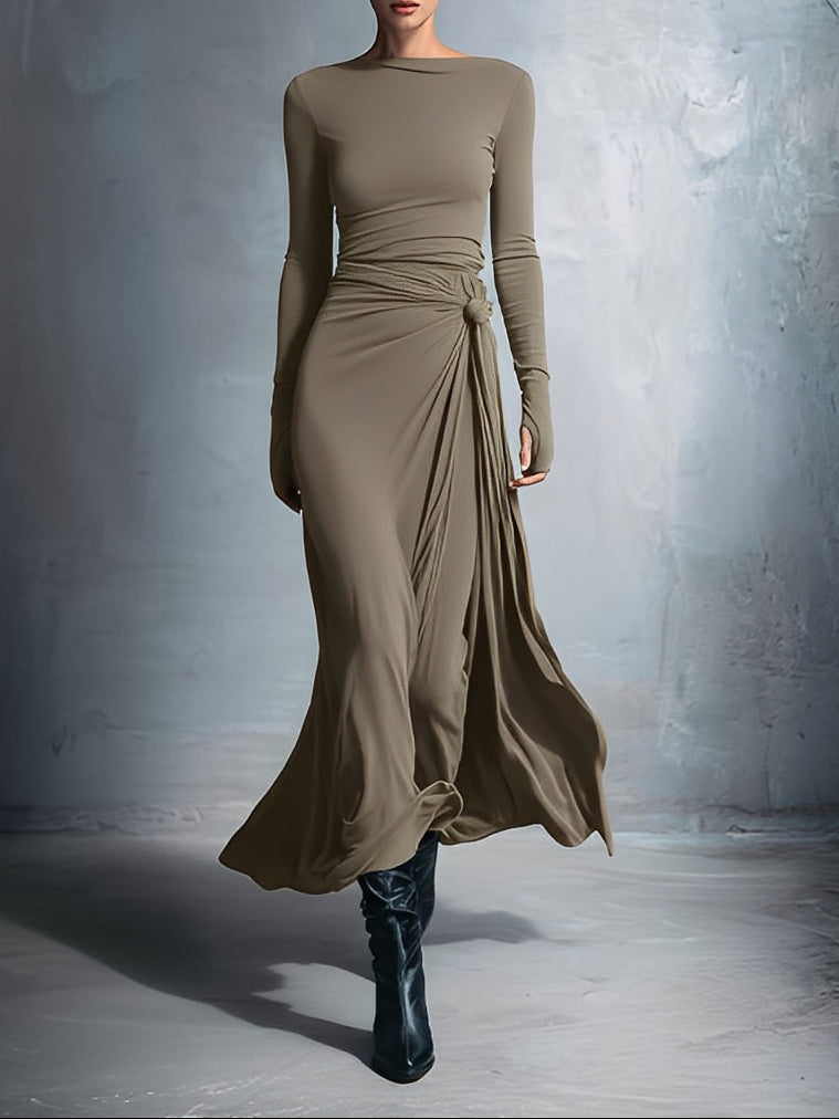 Ilinca | Rochie maxi cu nod lateral